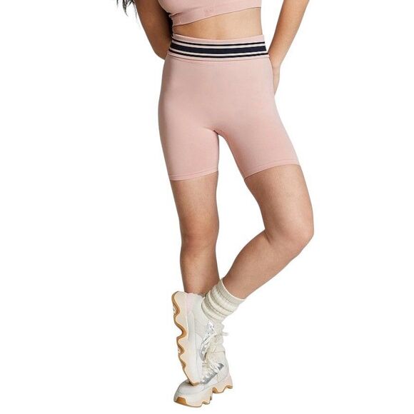 Pink Victorias Secret Flip It Seamless Foldover Bike Shorts Medium Pink Blue NWT - Picture 1 of 12